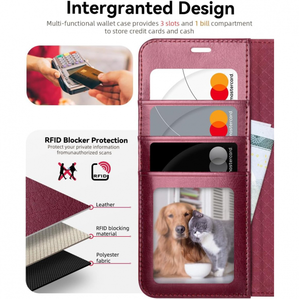 OCASE Samsung Galaxy S25 Deri Czdan Klf-Burgundy