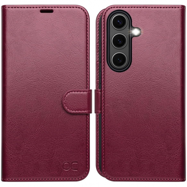 OCASE Samsung Galaxy S25 Deri Czdan Klf-Burgundy