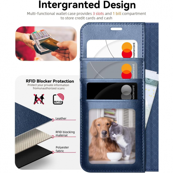 OCASE Samsung Galaxy S25 Deri Czdan Klf-Blue