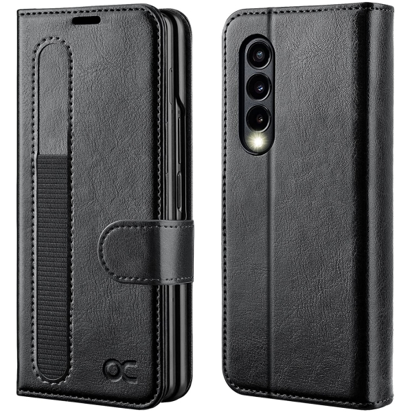 OCASE Galaxy Z Fold 3 Deri Czdan Klf-Black