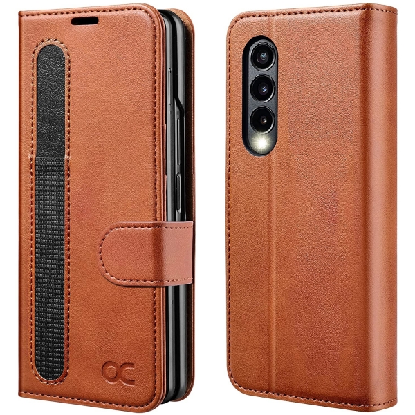 OCASE Galaxy Z Fold 3 Deri Czdan Klf-Brown