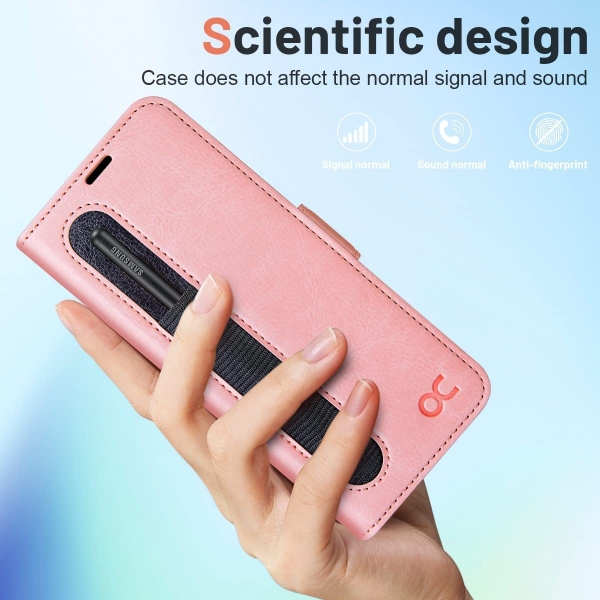 OCASE Galaxy Z Fold 4 5G Deri Czdan Klf- Pink