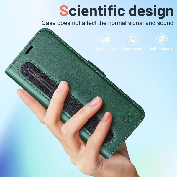 OCASE Galaxy Z Fold 4 5G Deri Czdan Klf-Blackish Green