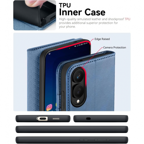 OCASE Samsung Galaxy S25 Edge Deri Czdan Klf-Light Blue