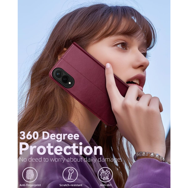 OCASE Samsung Galaxy S25 Edge Deri Czdan Klf-Burgundy