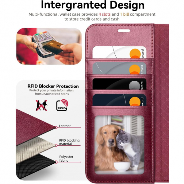 OCASE Samsung Galaxy S25 Edge Deri Czdan Klf-Burgundy