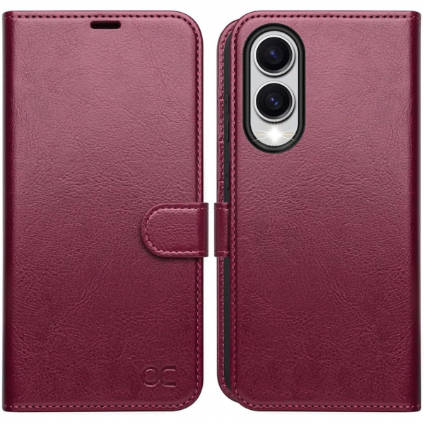 OCASE Samsung Galaxy S25 Edge Deri Czdan Klf-Burgundy