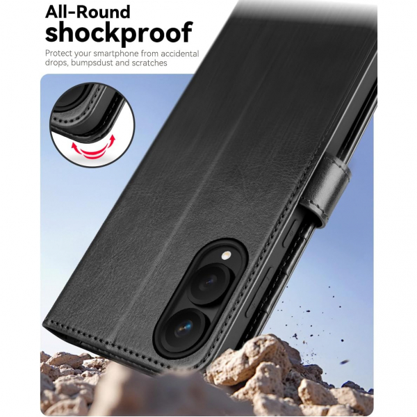 OCASE Samsung Galaxy S25 Edge Deri Czdan Klf-Black