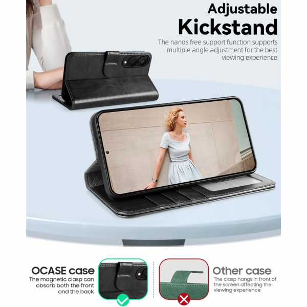 OCASE Samsung Galaxy S25 Edge Deri Czdan Klf-Black