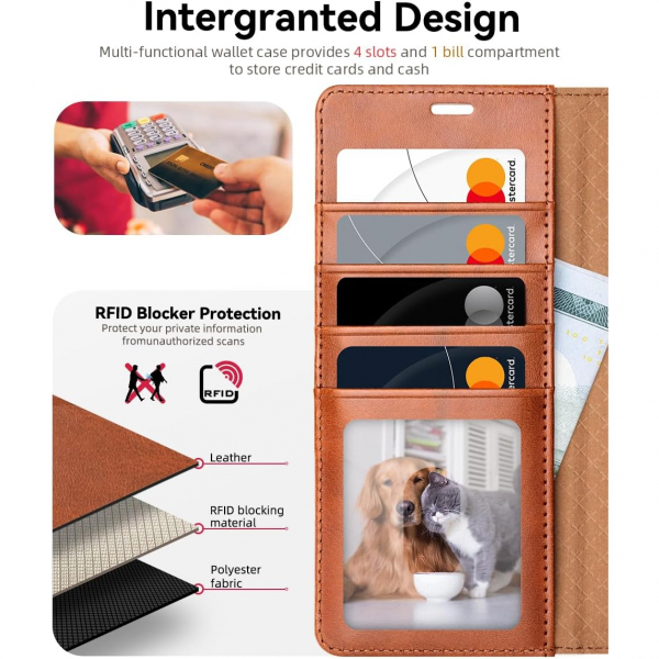 OCASE Samsung Galaxy S25 Ultra Deri Czdan Klf-Brown