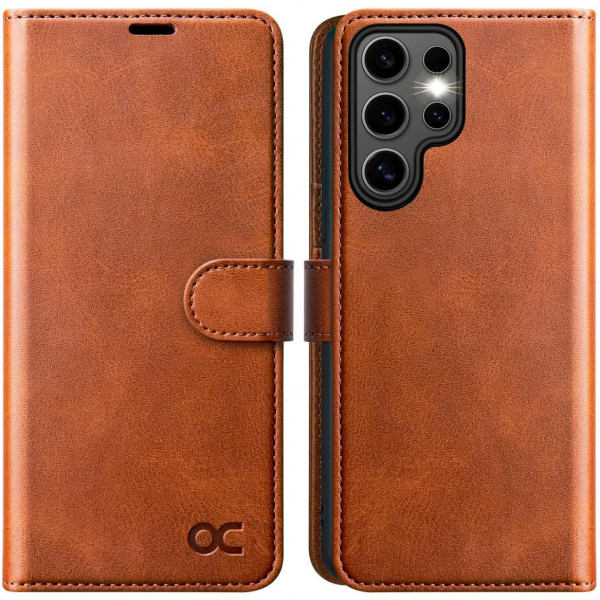 OCASE Samsung Galaxy S25 Ultra Deri Czdan Klf-Brown