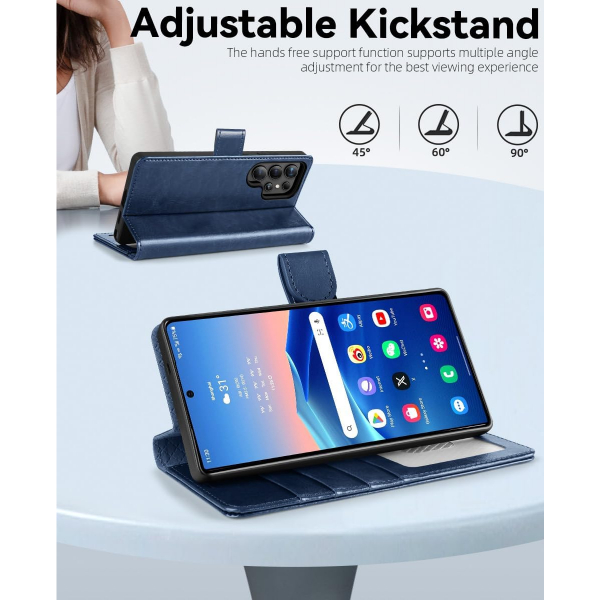 OCASE Samsung Galaxy S25 Ultra Deri Czdan Klf-Blue