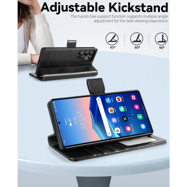 OCASE Samsung Galaxy S25 Ultra Deri Czdan Klf-Black