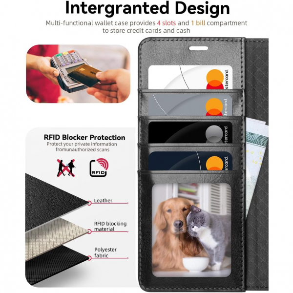 OCASE Samsung Galaxy S25 Ultra Deri Czdan Klf-Black