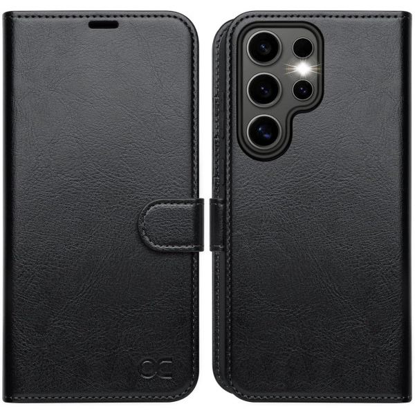 OCASE Samsung Galaxy S25 Ultra Deri Czdan Klf-Black