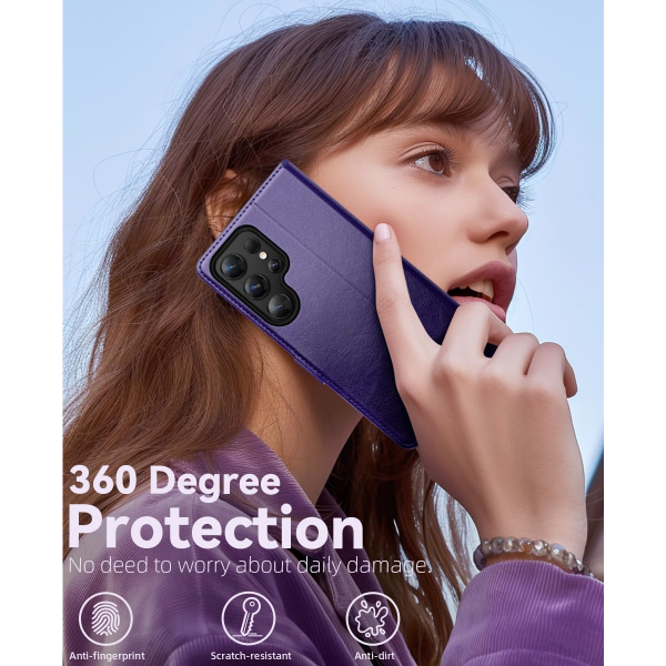 OCASE Samsung Galaxy S25 Ultra Deri Czdan Klf-Purple