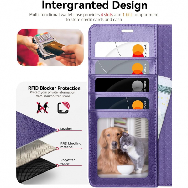 OCASE Samsung Galaxy S25 Ultra Deri Czdan Klf-Purple