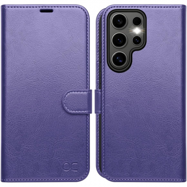 OCASE Samsung Galaxy S25 Ultra Deri Czdan Klf-Purple