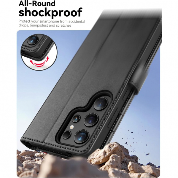 OCASE Samsung Galaxy S25 Ultra Deri Czdan Klf-Spliced Gray