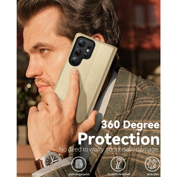 OCASE Samsung Galaxy S25 Ultra Deri Czdan Klf-Gold
