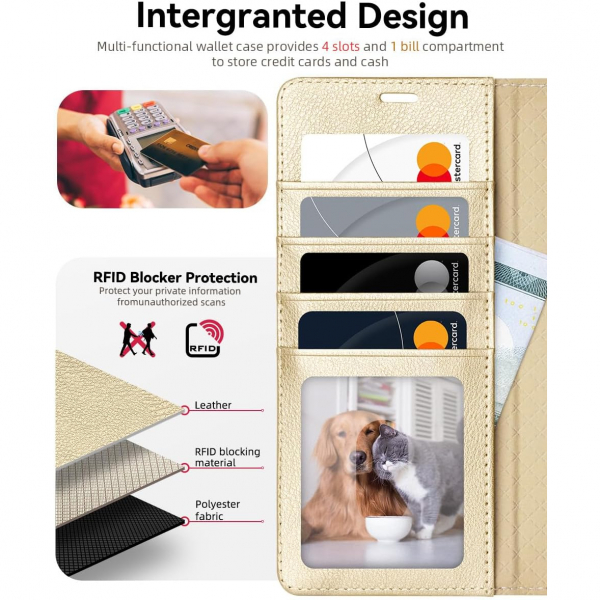 OCASE Samsung Galaxy S25 Ultra Deri Czdan Klf-Gold