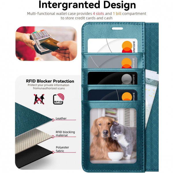 OCASE Samsung Galaxy S25 Ultra Deri Czdan Klf-Peacock Blue