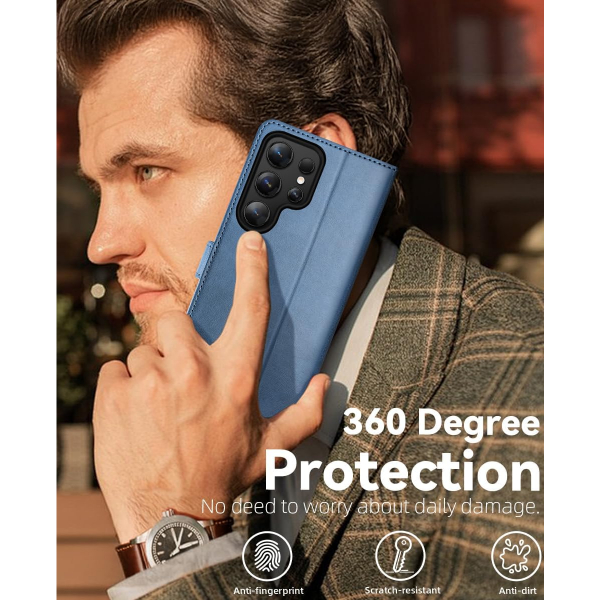 OCASE Samsung Galaxy S25 Ultra Deri Czdan Klf-Light Blue