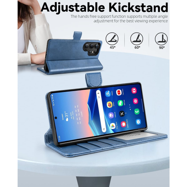 OCASE Samsung Galaxy S25 Ultra Deri Czdan Klf-Light Blue