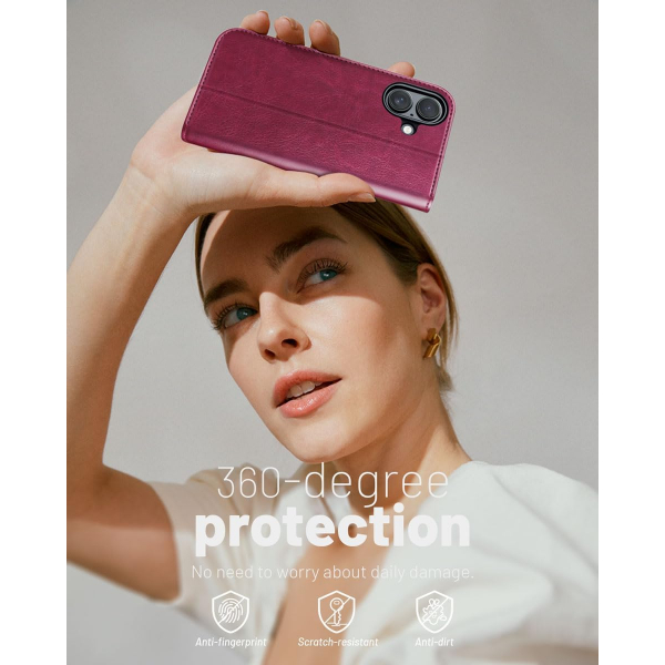 OCASE Apple iPhone 17 Czdan Klf-Burgundy