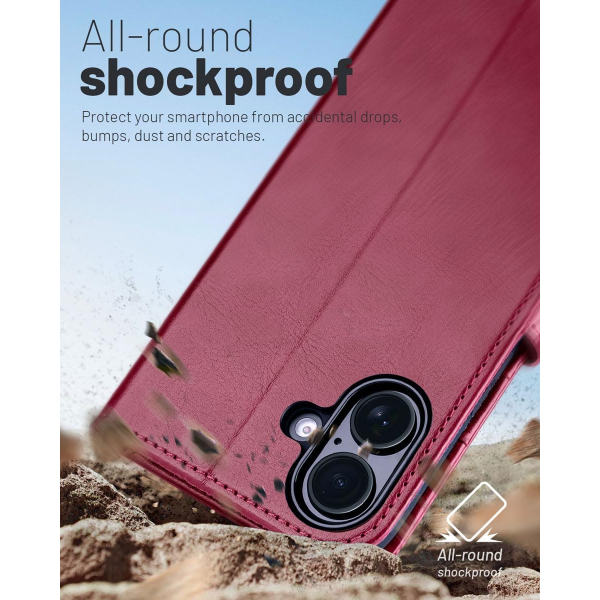 OCASE Apple iPhone 17 Czdan Klf-Burgundy