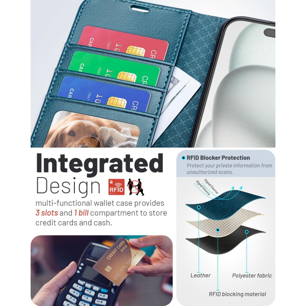 OCASE Apple iPhone 17 Czdan Klf-Peacock Blue