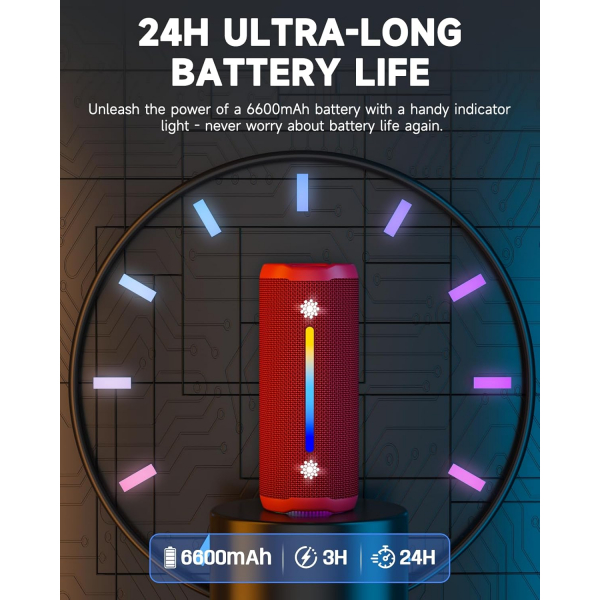 OHAYO Tanabilir Bluetooth Hoparlr-Bright Red