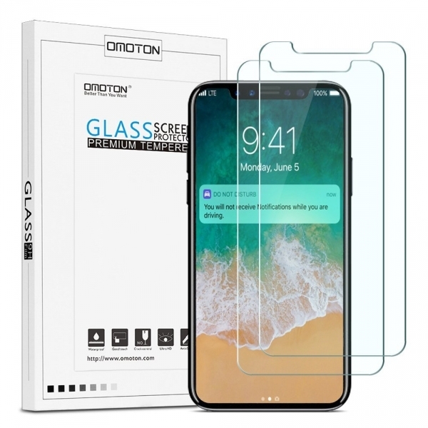 OMOTON Apple iPhone X Temperli Cam Ekran Koruyucu (2 Adet)