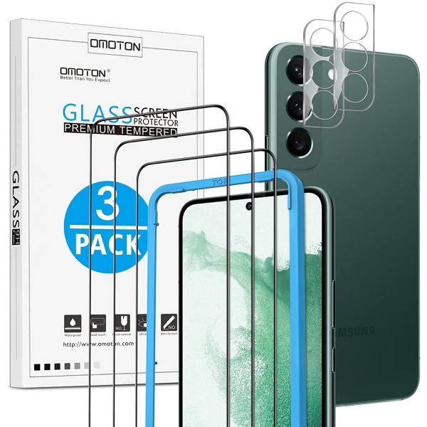 OMOTON Galaxy S22 Plus Temperli Cam Ekran ve Kamera Koruyucu (5 Adet)