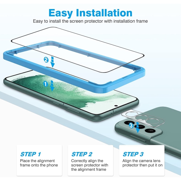 OMOTON Galaxy S22 Plus Temperli Cam Ekran ve Kamera Koruyucu (5 Adet)