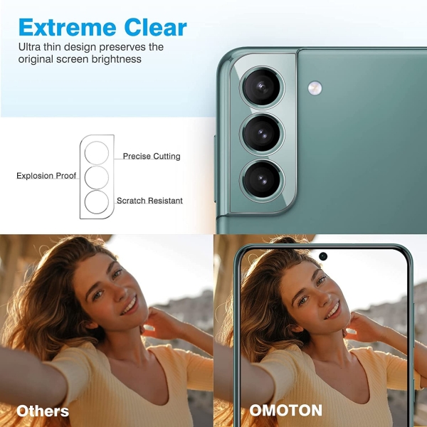 OMOTON Galaxy S22 Plus Temperli Cam Ekran ve Kamera Koruyucu (5 Adet)