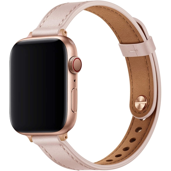 OUHENG Apple Watch 7 Deri nce Kay (41mm)-Pink Sand/Rose Gold