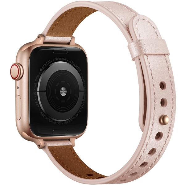 OUHENG Apple Watch 7 Deri nce Kay (41mm)-Pink Sand/Rose Gold