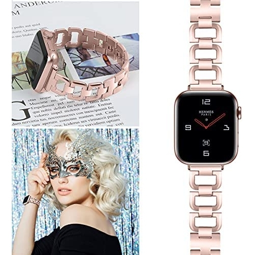 OULUCCI Paslanmaz elik Apple Watch 7 Kay (41mm)-Rose Gold