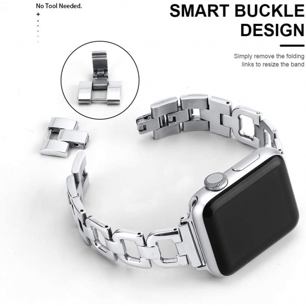 OULUCCI Paslanmaz elik Apple Watch 7 Kay (41mm)-Silver