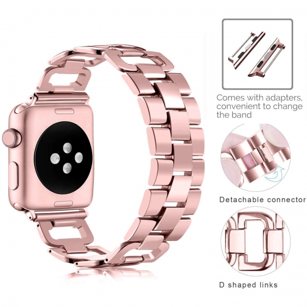 OULUCCI Paslanmaz elik Apple Watch 7 Kay (45mm)-Pink