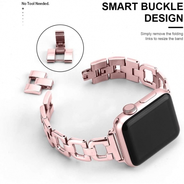 OULUCCI Paslanmaz elik Apple Watch 7 Kay (45mm)-Pink