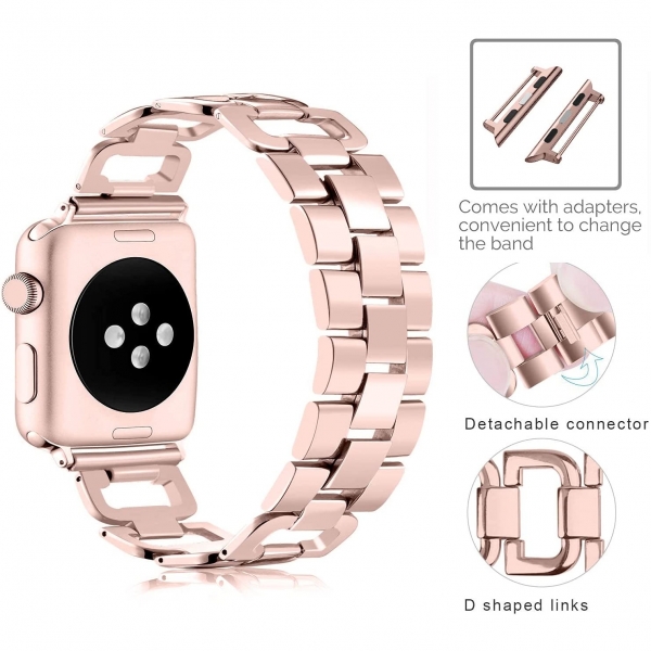 OULUCCI Paslanmaz elik Apple Watch 7 Kay (45mm)-Rose Gold