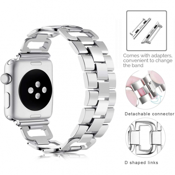 OULUCCI Paslanmaz elik Apple Watch 7 Kay (45mm)-Silver