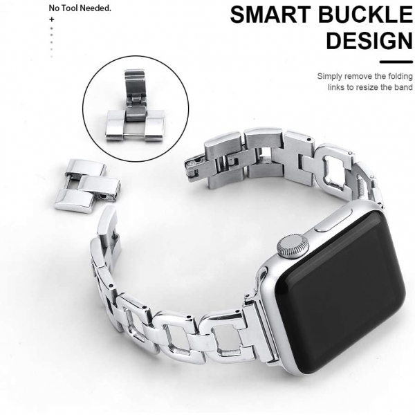 OULUCCI Paslanmaz elik Apple Watch 7 Kay (45mm)-Silver