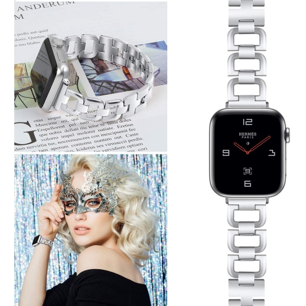 OULUCCI Paslanmaz elik Apple Watch 7 Kay (45mm)-Silver