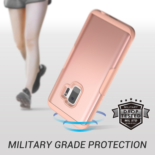 YOUMAKER Galaxy S9 Plus Rugged Bumper Klf (MIL-STD-810G)-Rose Gold