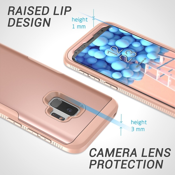 YOUMAKER Galaxy S9 Plus Rugged Bumper Klf (MIL-STD-810G)-Rose Gold