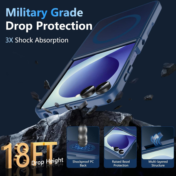 OWKEY Galaxy Z Flip 8 Darbe Korumal� K�l�f-Blue
