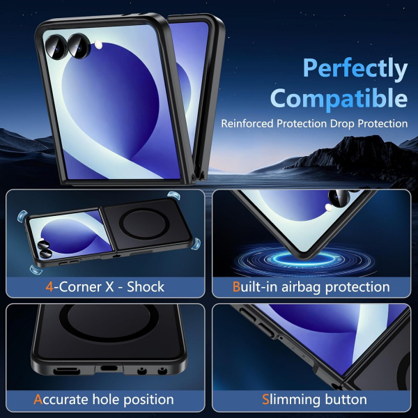 OWKEY Galaxy Z Flip 8 Darbe Korumal� K�l�f-Black